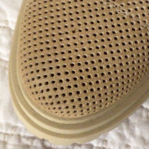 NAPOLEONI Beige Made In Italy Suede Perforated Laced Up Booties, NEW, 39 - Picture 9 of 10